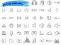 Set of media player icons in line style Royalty Free Stock Photo