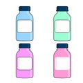 Set of medical colored bottles with labels