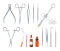 Set of medical equipment tools for teeth dental care Royalty Free Stock Photo