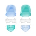 Set of Medical Face Ear Loop Mask Cap Glasses