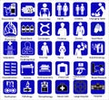 set of medical flat icon symbols in blue on a white background