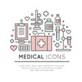 Set of Medical and Healthcare Research Items Royalty Free Stock Photo