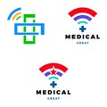 Set of Medical, Hospital, Cross or Plus Online Icon Logo Design Template Royalty Free Stock Photo