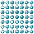 Set of medical icons on circular blue colored buttons, , web design elements medicine