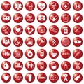 Set of medical icons on circular red colored buttons, , web design elements medicine
