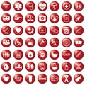 Set of medical icons on circular red colored buttons, , web design elements medicine