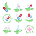 Set of medical icons, pharmacy emblems on a white background