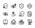 Set of Medical icons, such as Eye target, Face cream, Healthy face. Vector