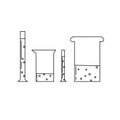 Set with medical laboratory equipment - beakers. soleted outline illustration Royalty Free Stock Photo
