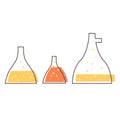 Set with medical laboratory equipment - flasks. soleted flat illustration Royalty Free Stock Photo