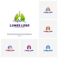 Medical Lungs Set of logo design concept.Health Lungs logo template vector. Lungs Pulse Icon symbol Royalty Free Stock Photo