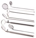 Set of medical mirror instruments for ENT doctor.