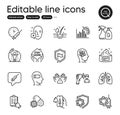 Set of Medical outline icons. Contains icons as Vaccine message, Clean hands and Shield elements. For website. Vector