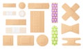 Set of medical patches and adhesive bandages isolated on white background, 3d templates