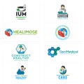 Set of medical pharmaceutical logo design