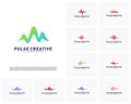 Set of Medical Pulse or Wave logo design concept.Health Pulse logo template vector. Icon Symbol Royalty Free Stock Photo