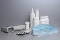 a set of medical supplies for the treatment of colds, flu, and viral diseases