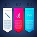 Set Medical surgery scalpel, scissors and Safety goggle glasses. Business infographic template. Vector