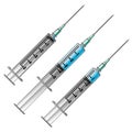 Set of medical syringes 5 ml with different filled of vaccine Royalty Free Stock Photo