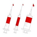 Set of medical syringes with a needle and blood, vaccination and injection Royalty Free Stock Photo