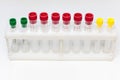 A set of medical test tubes on white background, vials Royalty Free Stock Photo