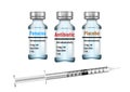 Set of medical vials placebo, antibiotic, panacea Royalty Free Stock Photo