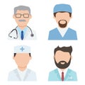 Set of medical workers, health professional avatars, medical staff, doctor icons. Vector Royalty Free Stock Photo
