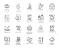 Set of 20 medicine line icons.