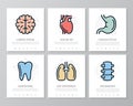 Set of medicine and organs colored elements for multipurpose a4 presentation template. Leaflet, corporate report Royalty Free Stock Photo