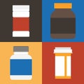 Set of Medicine, pills container and prescription bottle