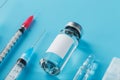 A set of medicines in ampoules and syringes for the treatment of viruses, vaccination and diseases.