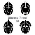 Set of medieval helmets icons Vector