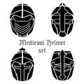 Set of medieval helmets icons Vector Royalty Free Stock Photo