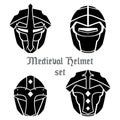 Set of medieval helmets icons Vector Royalty Free Stock Photo