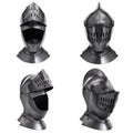 Set of Medieval Knight Armet Helmet