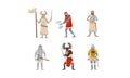 Set of medieval knights. Vector illustration on a white background.