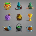 Set of medieval vessel icons.