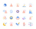 Set of Meditation Related colorful Icons