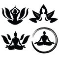 Set of Meditation Yoga Logo Design Vector Royalty Free Stock Photo