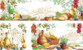 Set of Mediterranean Food Borders Royalty Free Stock Photo