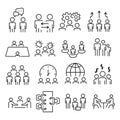 Set of meeting icons, such as group, team, people, conference, leader, discussion