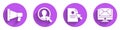 Set Megaphone, Create account screen, Document and cursor and Monitor and envelope icon with long shadow. Vector