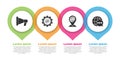 Set Megaphone, Mail and e-mail, Location and mail and e-mail and World map made from speech bubble. Business infographic Royalty Free Stock Photo