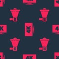 Set Megaphone and Screen tv with 4k on seamless pattern. Vector Royalty Free Stock Photo