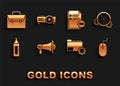 Set Megaphone, Time Management, Computer mouse, Folder settings with gears, Marker pen, Document minus, Briefcase and