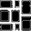 Collection of various computer memory chips icons Royalty Free Stock Photo