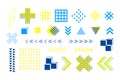 Set of memphis geometric shapes, retro elements for banner, poster, billboard and sale. Trendy blue yellow shapes Royalty Free Stock Photo