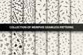 Set of memphis seamless patterns. Fashion 80-90s. You can find seamless backgrounds in swatches panel