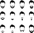 Set of men beards and mustaches.