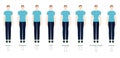 Set of Men body shape types: triangle, column, trapezium, circle, oval, square, inverted triangle. Male Vector outline Royalty Free Stock Photo